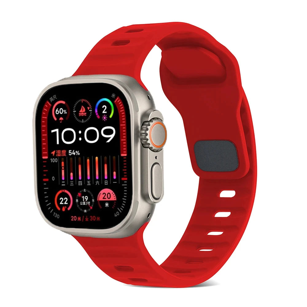 Silicone Sports Strap for Apple Watch Band iWatch Series Ultra2/11/10/9/8/7/6/5/4/3/SE2