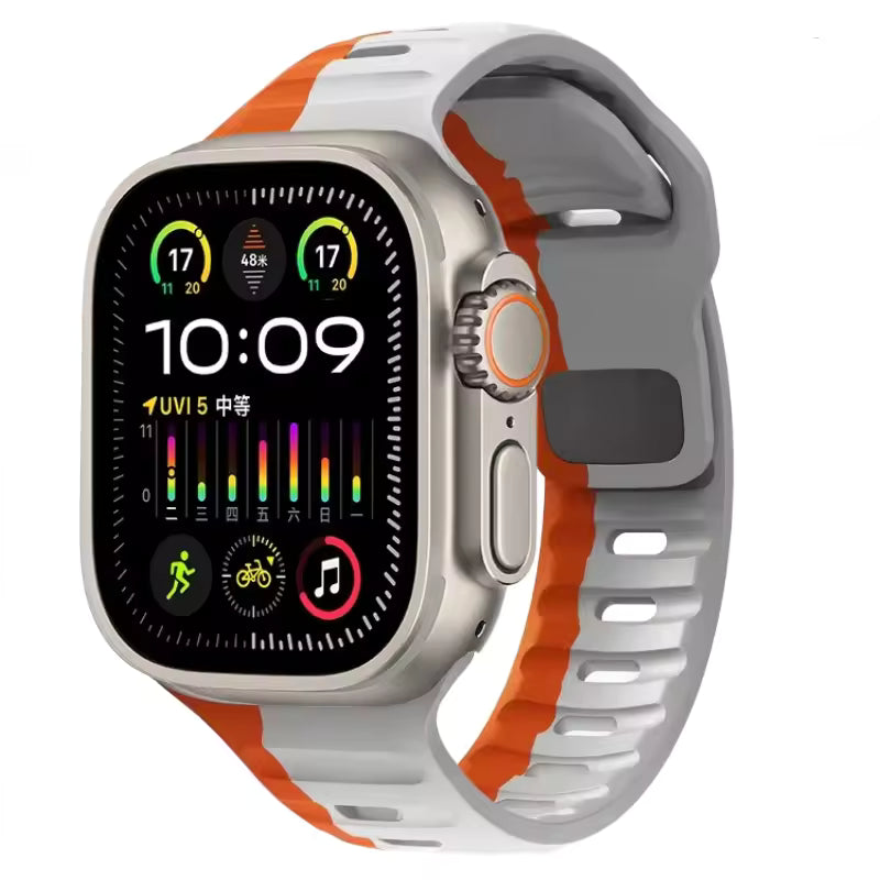 Silicone Sports Strap for Apple Watch Band iWatch Series Ultra2/11/10/9/8/7/6/5/4/3/SE2