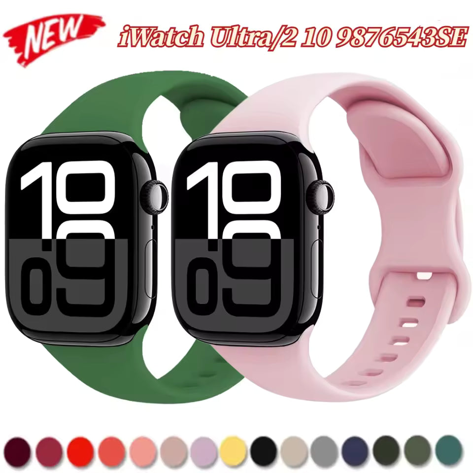 Silicone Strap for Apple Watch Band iWatch Series Ultra2/11/10/9/8/7/6/5/4/3/SE2