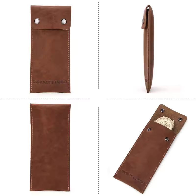 Single Slot Genuine Leather Watch Case for Men - Travel Portable Watch Pouch Holder