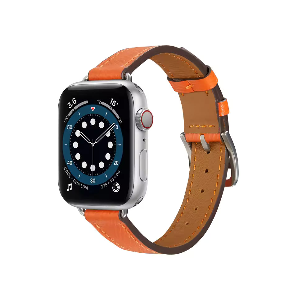 Slim-fit Leather Strap for Apple Watch Band iWatch Series Ultra/3/11/10/9/8/7/6/5/4/SE
