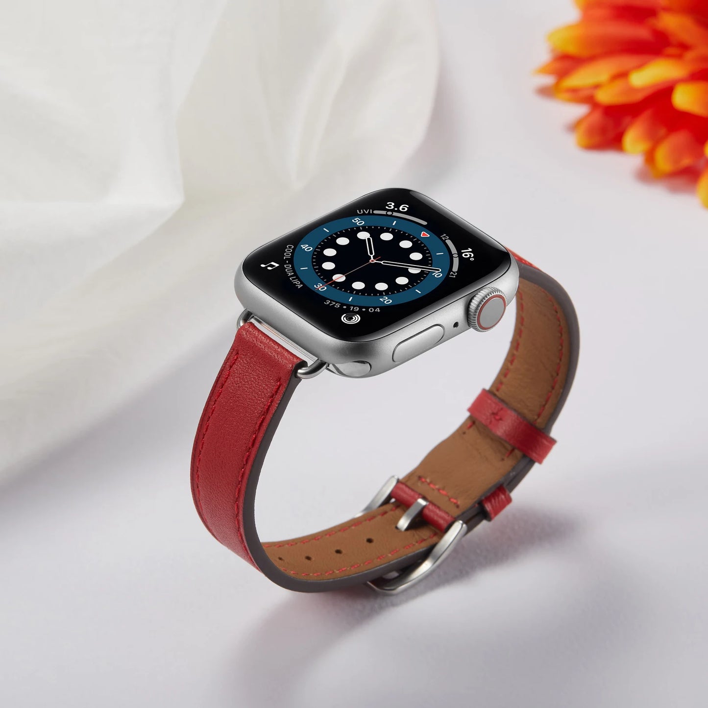 Slim-fit Leather Strap for Apple Watch Band iWatch Series Ultra/3/11/10/9/8/7/6/5/4/SE