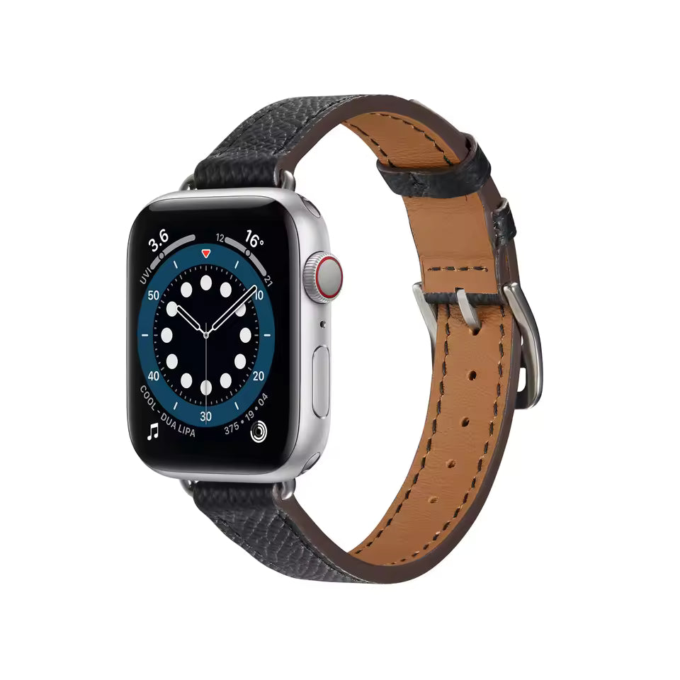 Slim-fit Leather Strap for Apple Watch Band iWatch Series Ultra/3/11/10/9/8/7/6/5/4/SE