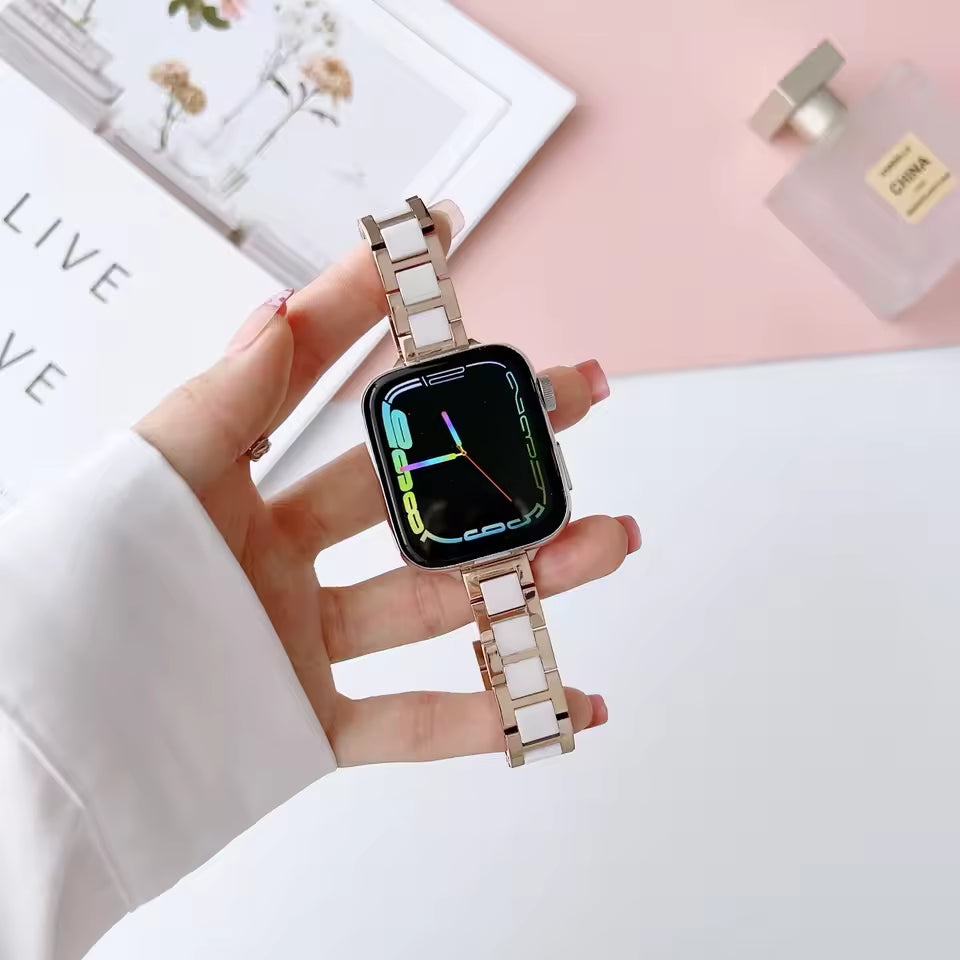 Slim Metal+Ceramic Bracelet for Apple Watch iWatch Ultra Band 49mm 46mm 44mm 40mm 45mm 41mm 42mm Series 10/9/8/7/6/5/4/SE