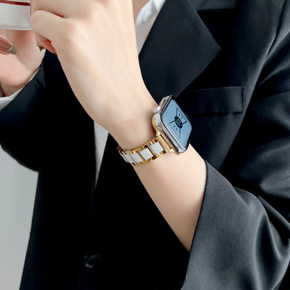 Slim Metal+Ceramic Bracelet for Apple Watch iWatch Ultra Band 49mm 46mm 44mm 40mm 45mm 41mm 42mm Series 10/9/8/7/6/5/4/SE