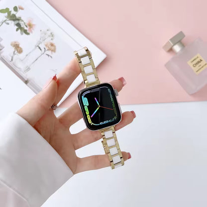 Slim Metal+Ceramic Bracelet for Apple Watch iWatch Ultra Band 49mm 46mm 44mm 40mm 45mm 41mm 42mm Series 10/9/8/7/6/5/4/SE