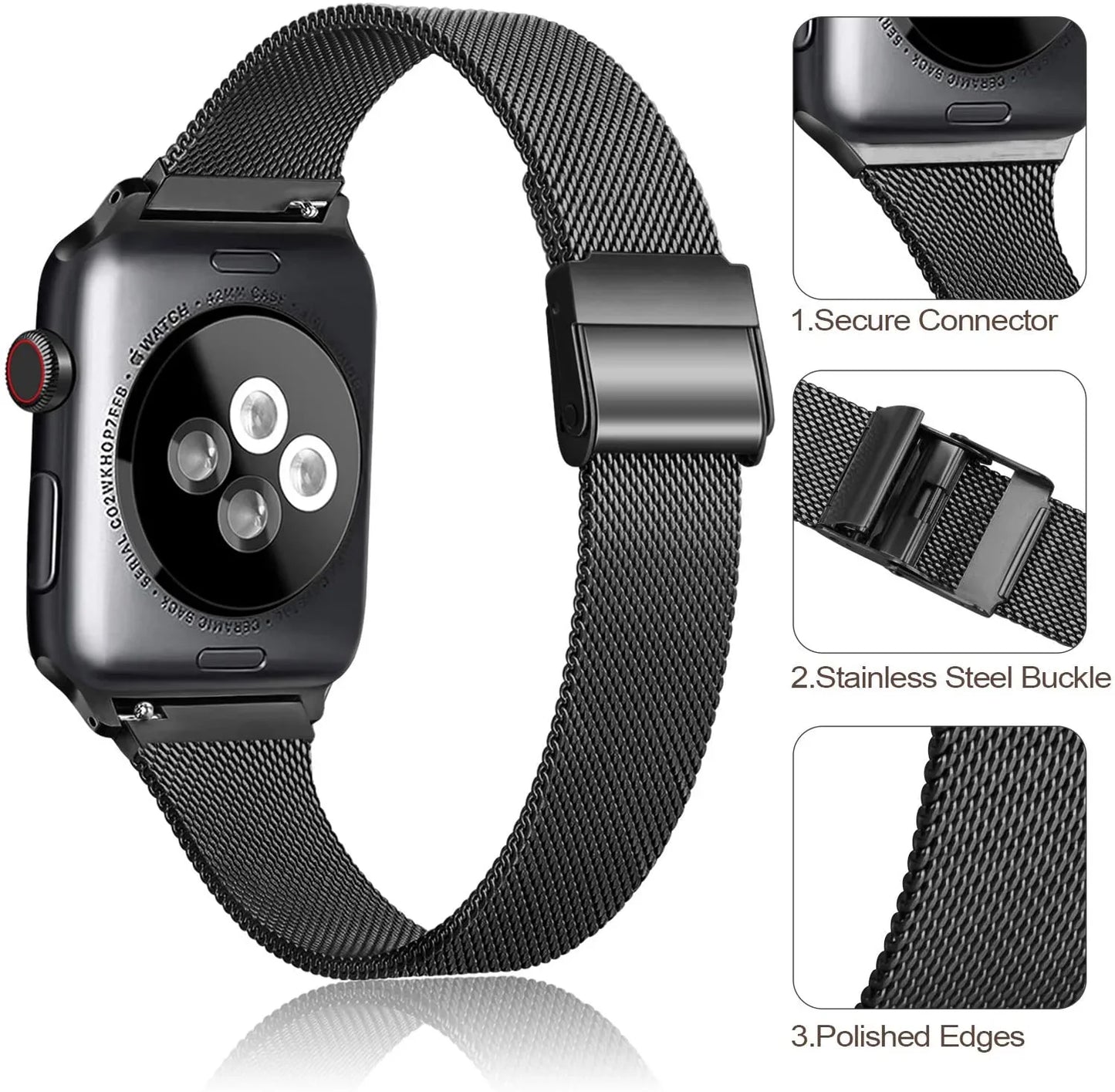 Slim Milanese Loop Strap for Apple Watch Band iWatch Series Ultra/3/11/10/9/8/7/6/5/SE