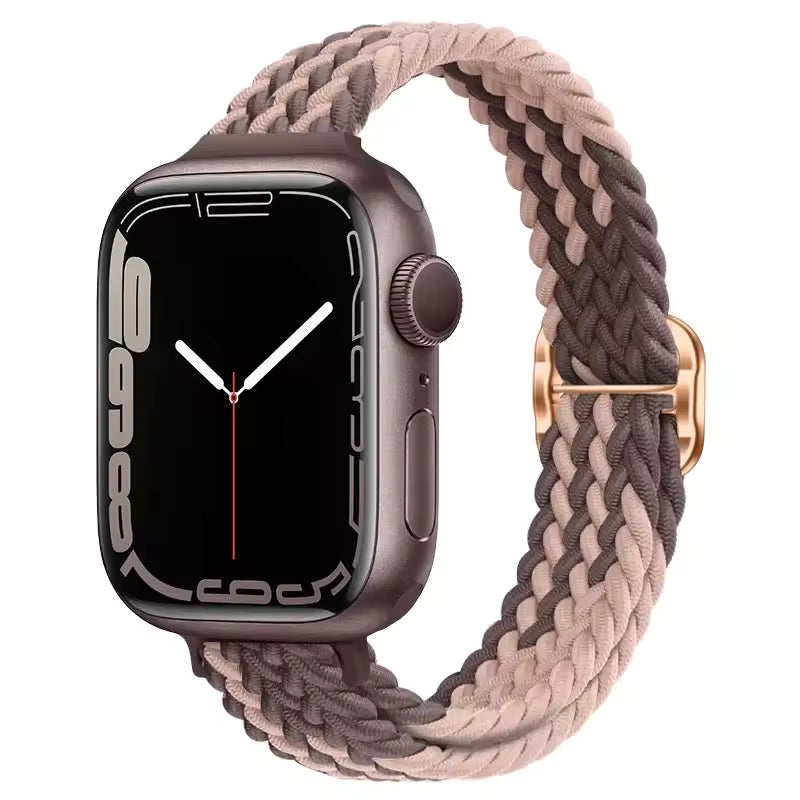 Slim Nylon Braided Bracelet for Apple Watch Band iWatch Series Ultra3/2/10/9/8/7/6/5/4/3/SE2