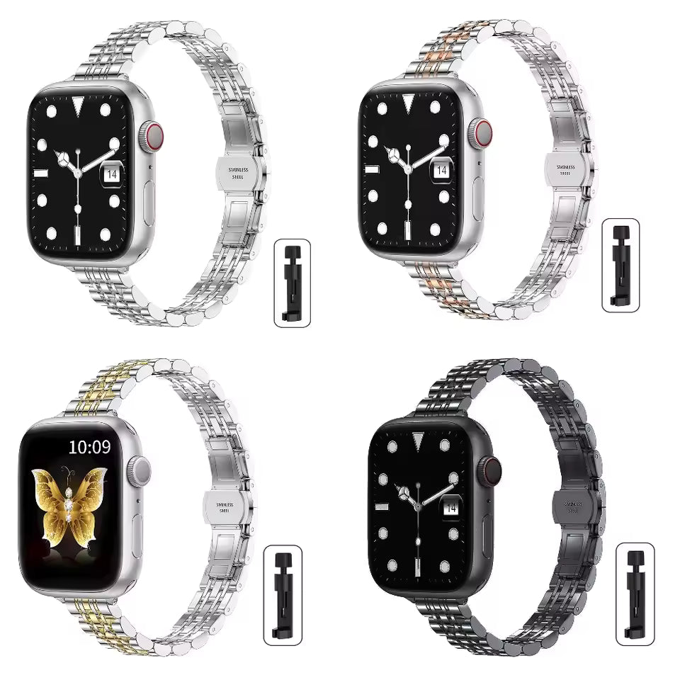 Slim Stainless Steel Bracelet for Apple Watch Ultra3 Band 49mm 45mm 44mm 42mm 41mm 40mm 46mm Series 11/10/9/8/7/6/5/4/SE3