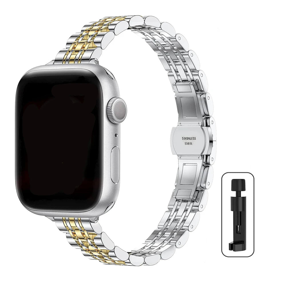 Slim Stainless Steel Bracelet for Apple Watch Ultra3 Band 49mm 45mm 44mm 42mm 41mm 40mm 46mm Series 11/10/9/8/7/6/5/4/SE3