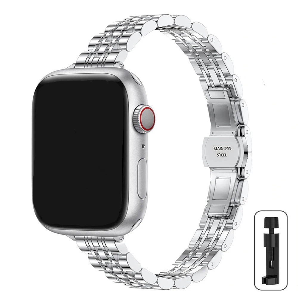 Slim Stainless Steel Bracelet for Apple Watch Ultra3 Band 49mm 45mm 44mm 42mm 41mm 40mm 46mm Series 11/10/9/8/7/6/5/4/SE3