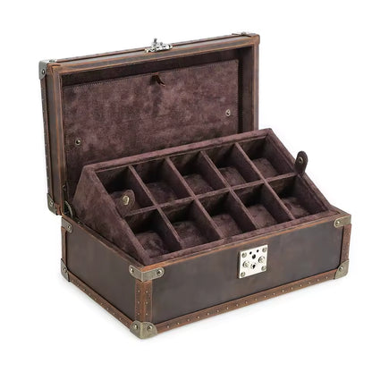 2/3/4/5/6/8/10 Slots Genuine Leather Watch Box - Watch Organizer Gift for Men