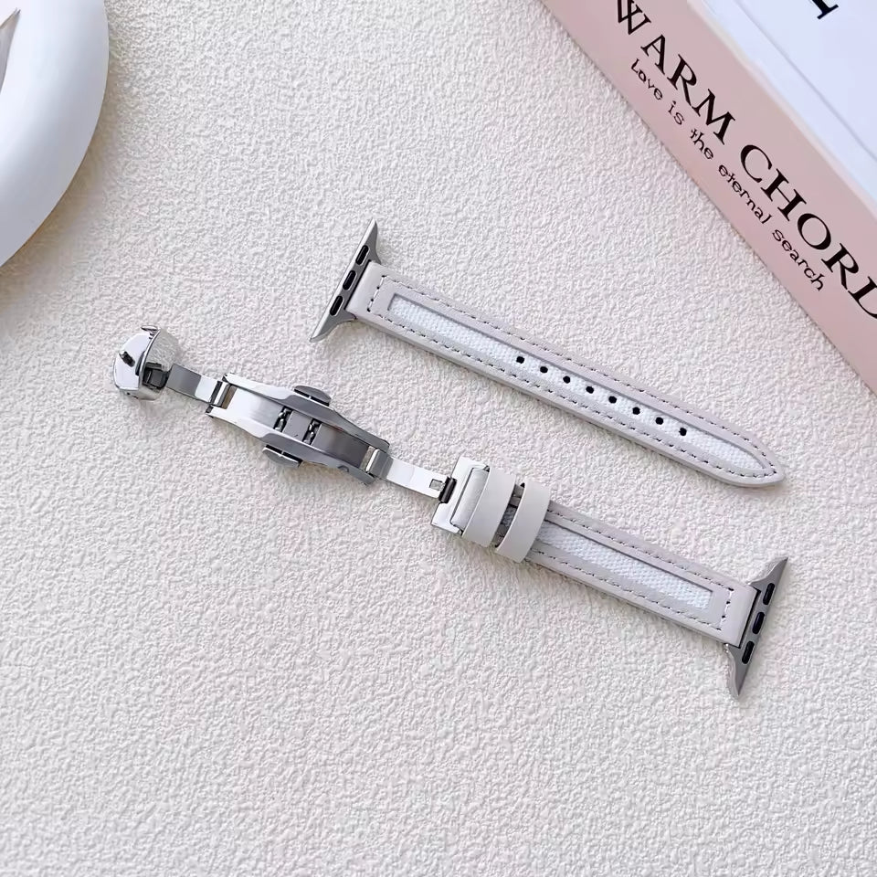 Small Slim Leather Strap for Apple Watch Band iWatch Series Ultra2/10/9/8/7/6/5/4/3/SE