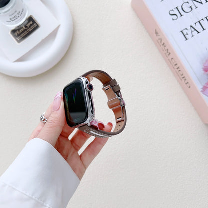 Small Slim Leather Strap for Apple Watch Band iWatch Series Ultra2/10/9/8/7/6/5/4/3/SE