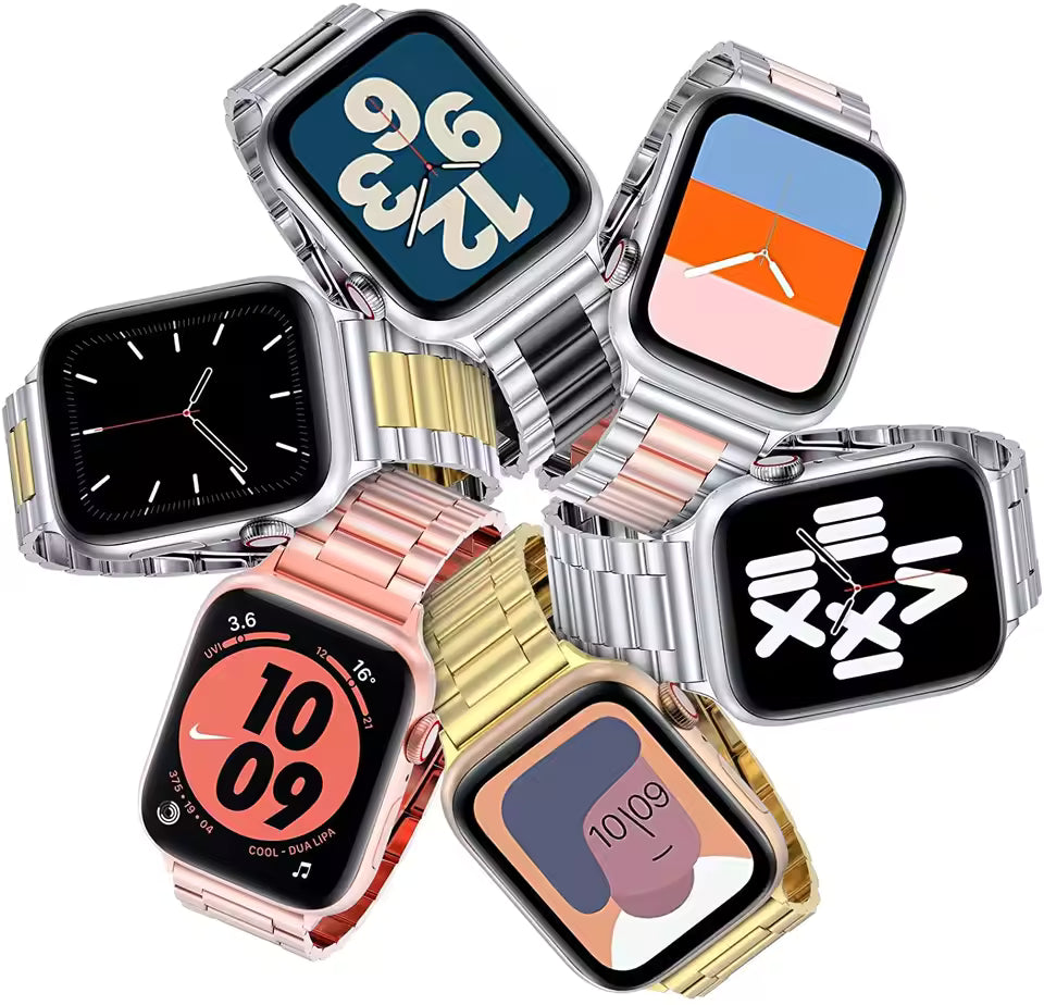 Sports Stainless Steel Strap for Apple Watch Band iWatch Series Ultra3/2/11/10/9/8/7/6/5/4/SE