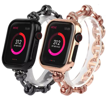 Women's Stainless Steel Chain Bracelet for Apple Watch Band iWatch Series Ultra2/10/9/8/7/6/5/4/3/SE