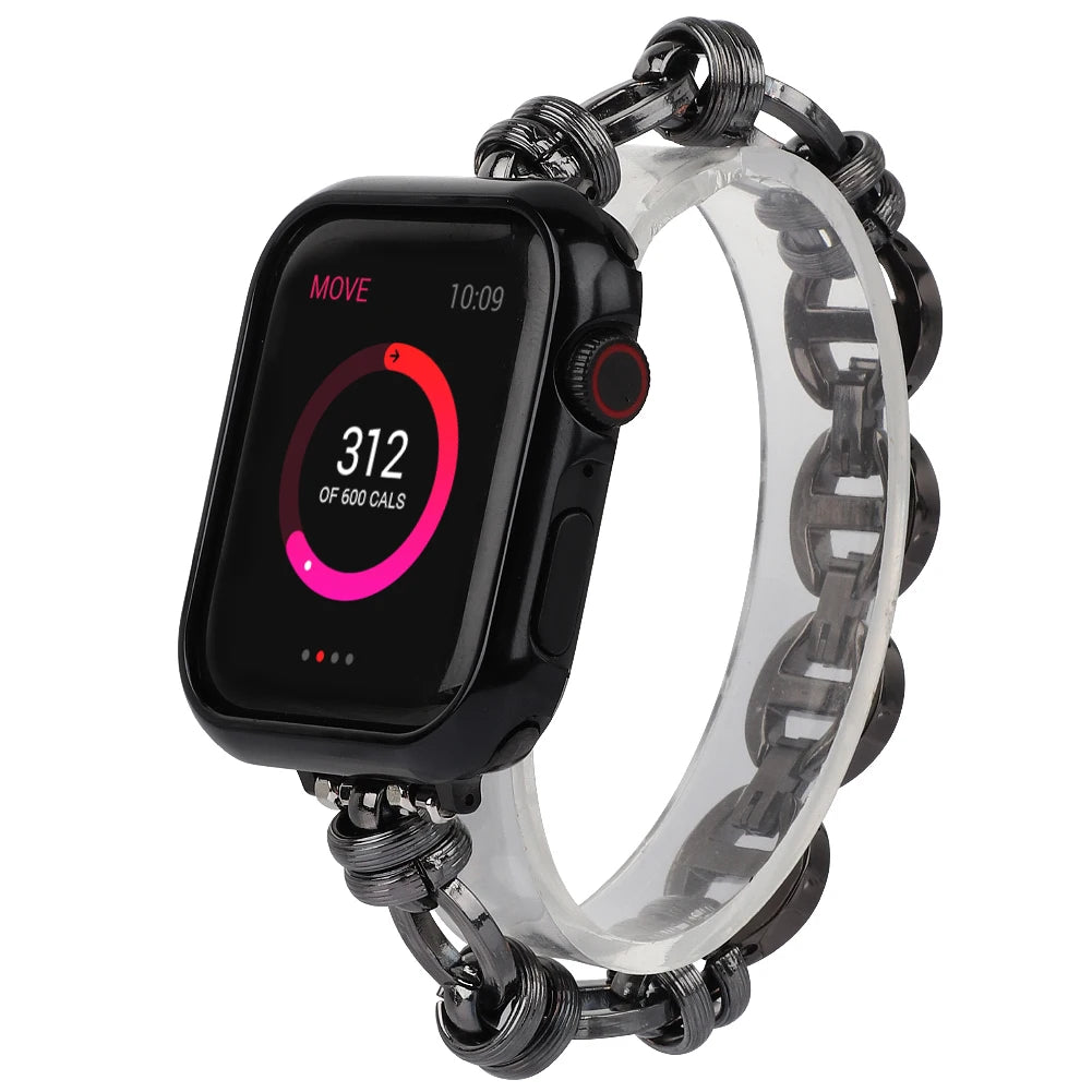 Women's Stainless Steel Chain Bracelet for Apple Watch Band iWatch Series Ultra2/10/9/8/7/6/5/4/3/SE