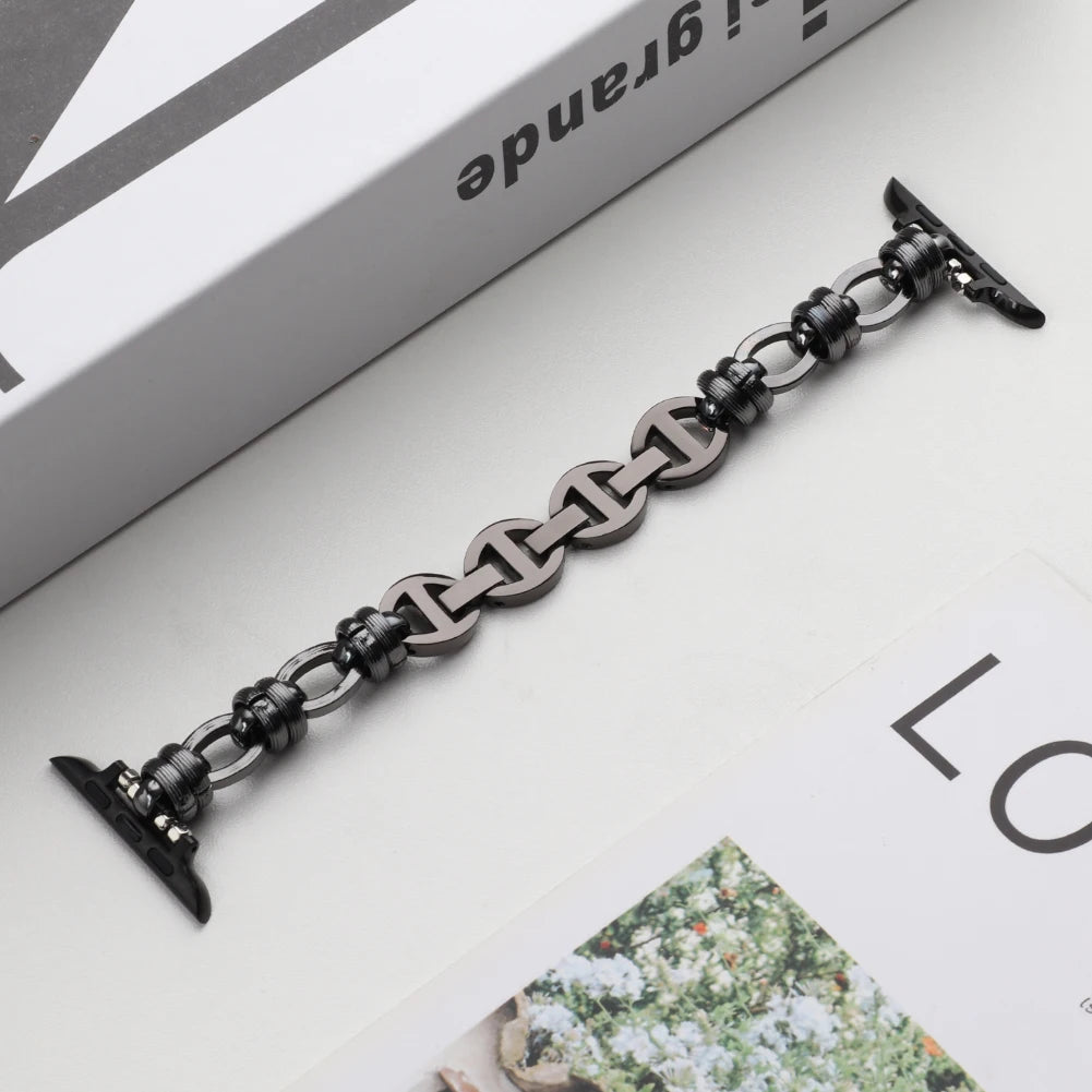 Women's Stainless Steel Chain Bracelet for Apple Watch Band iWatch Series Ultra2/10/9/8/7/6/5/4/3/SE