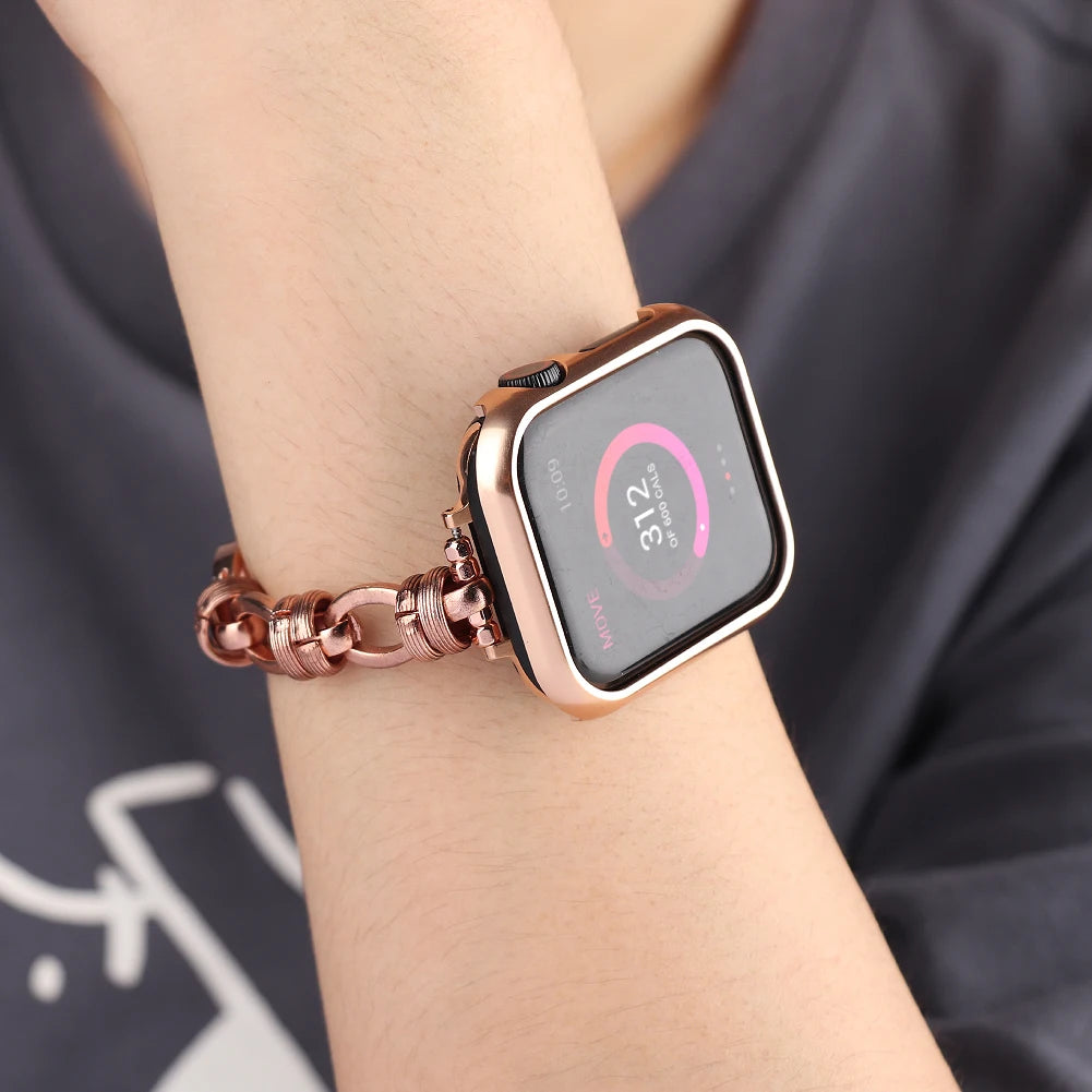 Women's Stainless Steel Chain Bracelet for Apple Watch Band iWatch Series Ultra2/10/9/8/7/6/5/4/3/SE