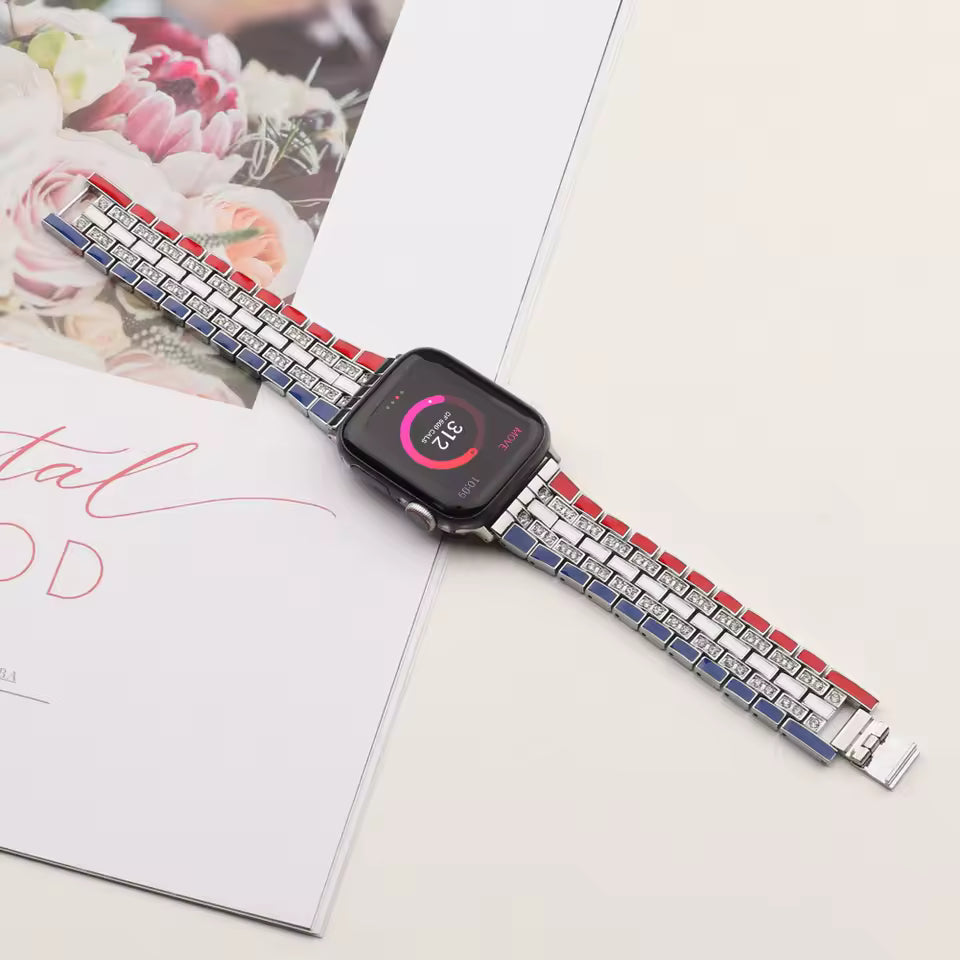 Stainless Steel Diamond Bracelet for Apple Watch Band iWatch Series Ultra/10/9/8/7/6/5/4/SE