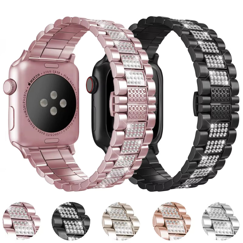 Stainless Steel Diamond Bracelet for Apple Watch Band iWatch Series Ultra/3/2/11/10/9/8/7/6/5/4/SE