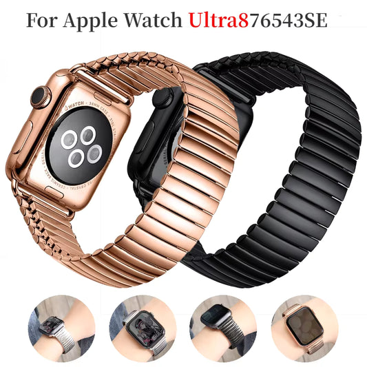 Stainless Steel Elastic Bracelet for Apple Watch Band iWatch Series Ultra/2/10/9/8/7/6/5/4/3/SE