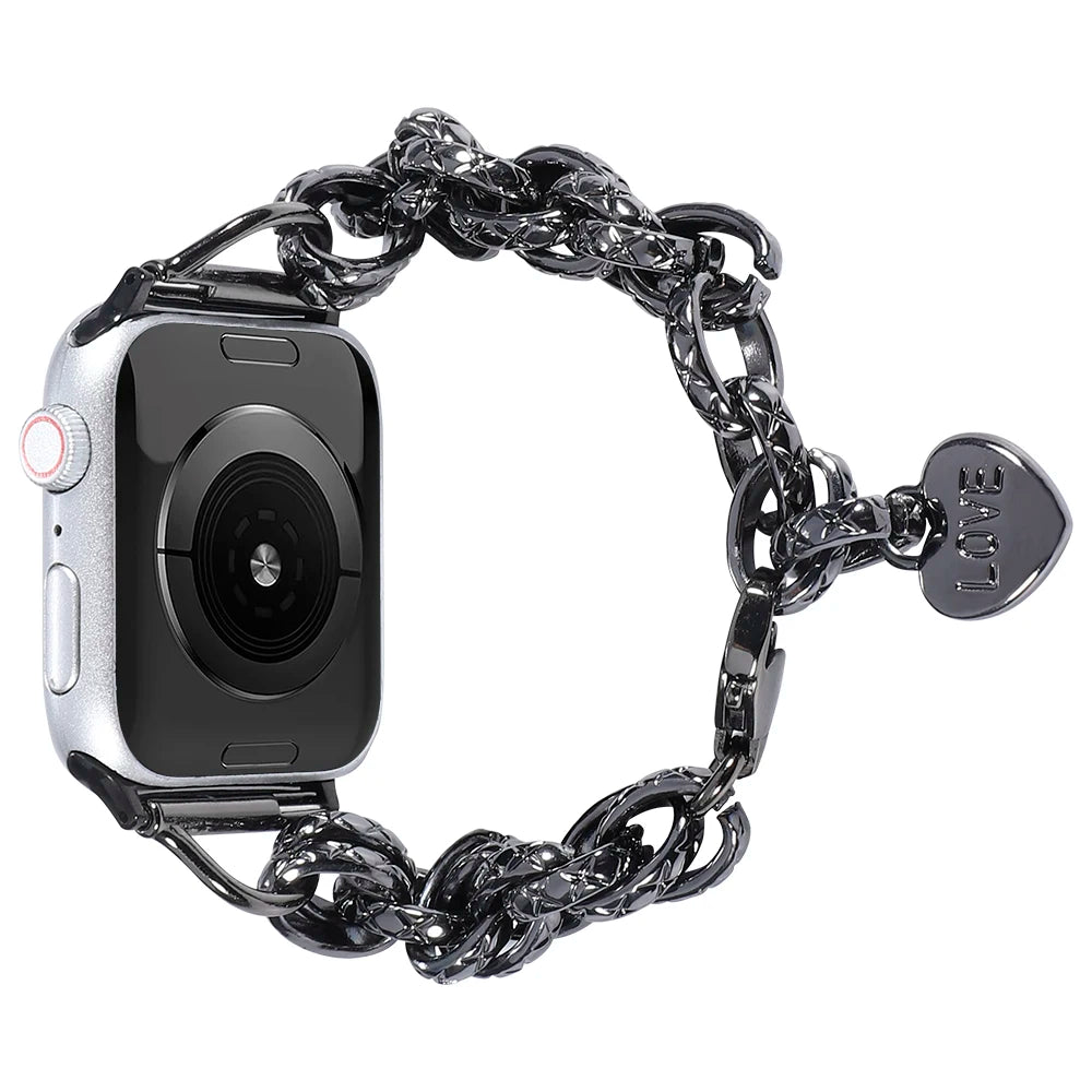 Stainless Steel Heart Bracelet for Apple Watch Band iWatch Series 9/8/7/6/5/4/3/SE