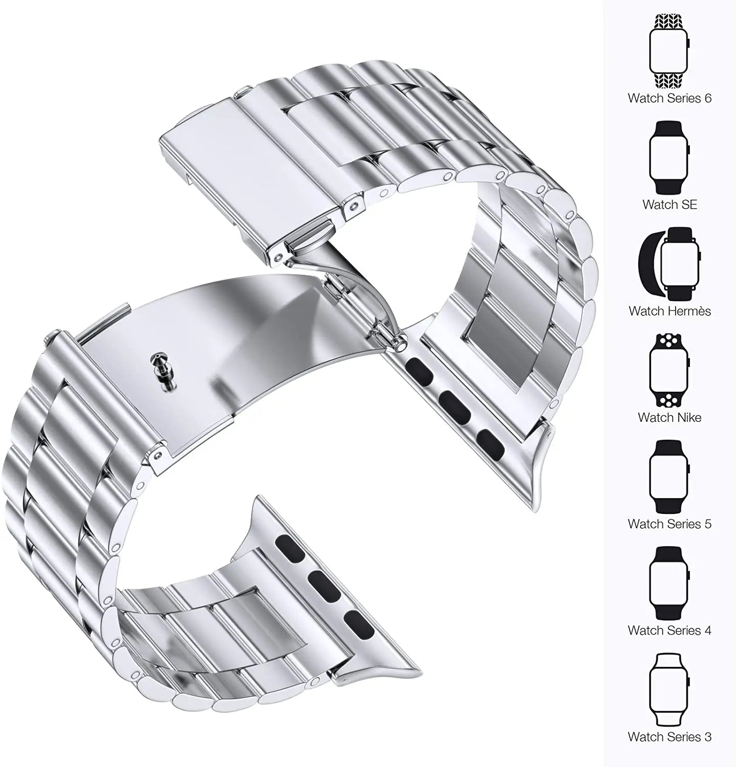 Stainless Steel Metal Bracelet for Apple Watch Band iWatch Series Ultra/10/9/8/7/6/5/4/SE