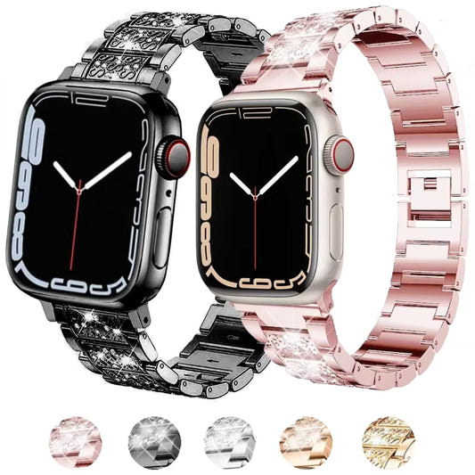Stainless Steel Metal Diamond Bracelet for Apple Watch Band Ultra3/2/11/10/9/8/7/6/5/4