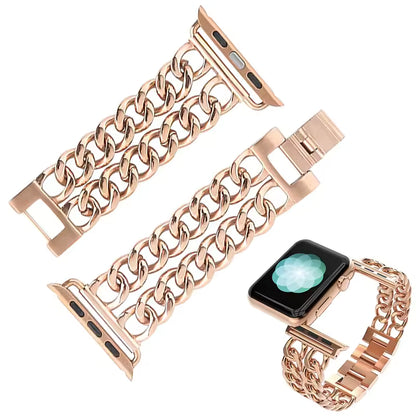 Stainless Steel Metal Links Bracelet for Apple Watch Band iWatch Series Ultra2/10/9/8/7/6/5/4/SE
