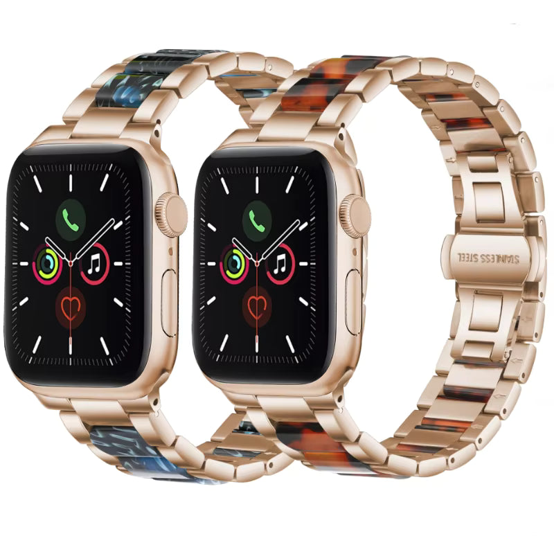 Stainless Steel Resin Bracelet for Apple Watch Ultra/10/9/8/7/6/5/4/3/SE