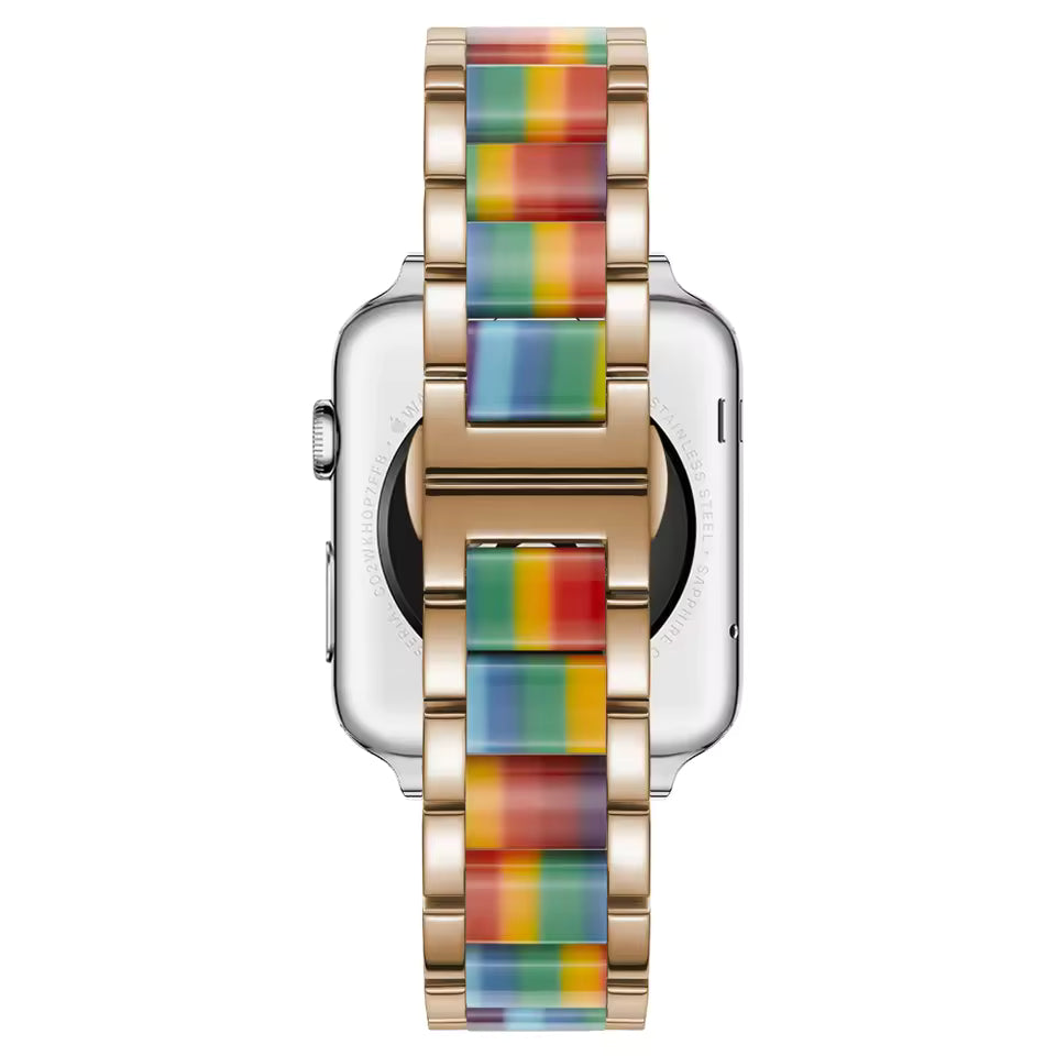 Stainless Steel Resin Bracelet for Apple Watch Ultra/10/9/8/7/6/5/4/3/SE