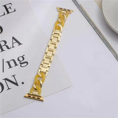 Stainless Steel Resin Link Bracelet for Apple Watch Band iWatch Series Ultra/2/10/9/8/7/6/5/4/3/SE