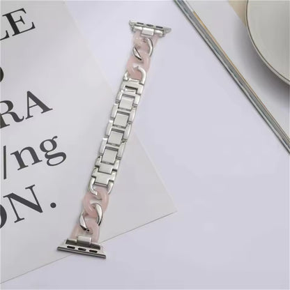 Stainless Steel Resin Link Bracelet for Apple Watch Band iWatch Series Ultra/2/10/9/8/7/6/5/4/3/SE