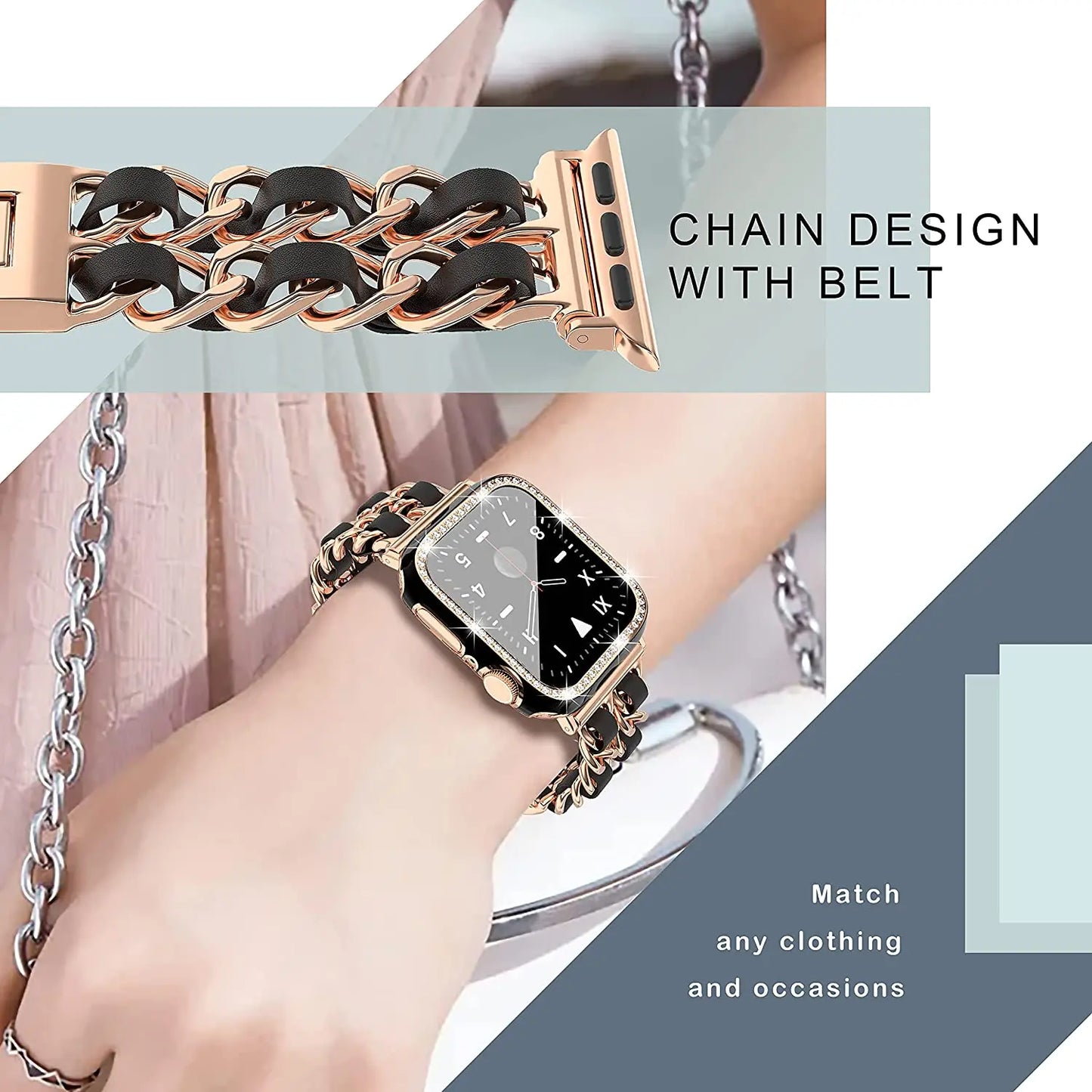 Stainless Steel Strap+Case for Apple Watch Band 45mm 41mm 44mm 40mm 42mm Series 8/7/6/5/4/3/SE