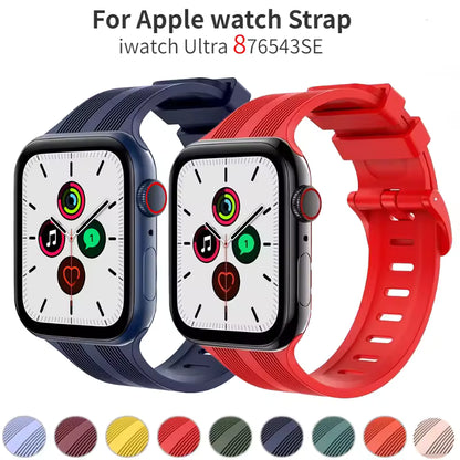 Texture Silicone Rubber Strap for Apple Watch Band iWatch Series Ultra/2/10/9/8/7/6/5/4/SE
