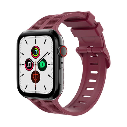 Texture Silicone Rubber Strap for Apple Watch Band iWatch Series Ultra/2/10/9/8/7/6/5/4/SE