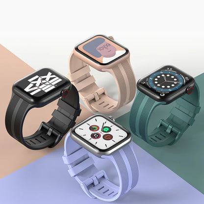 Texture Silicone Rubber Strap for Apple Watch Band iWatch Series Ultra/2/10/9/8/7/6/5/4/SE