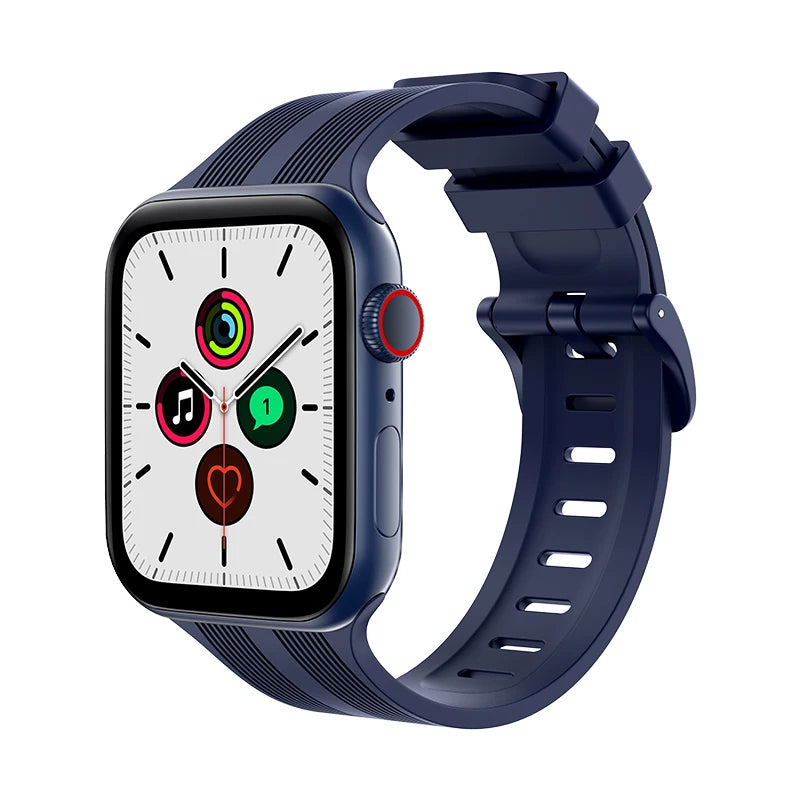 Texture Silicone Rubber Strap for Apple Watch Band iWatch Series Ultra/2/10/9/8/7/6/5/4/SE