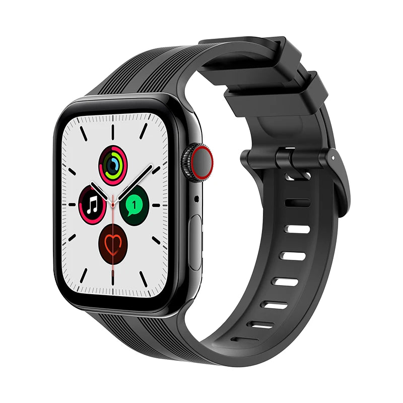 Texture Silicone Rubber Strap for Apple Watch Band iWatch Series Ultra/2/10/9/8/7/6/5/4/SE