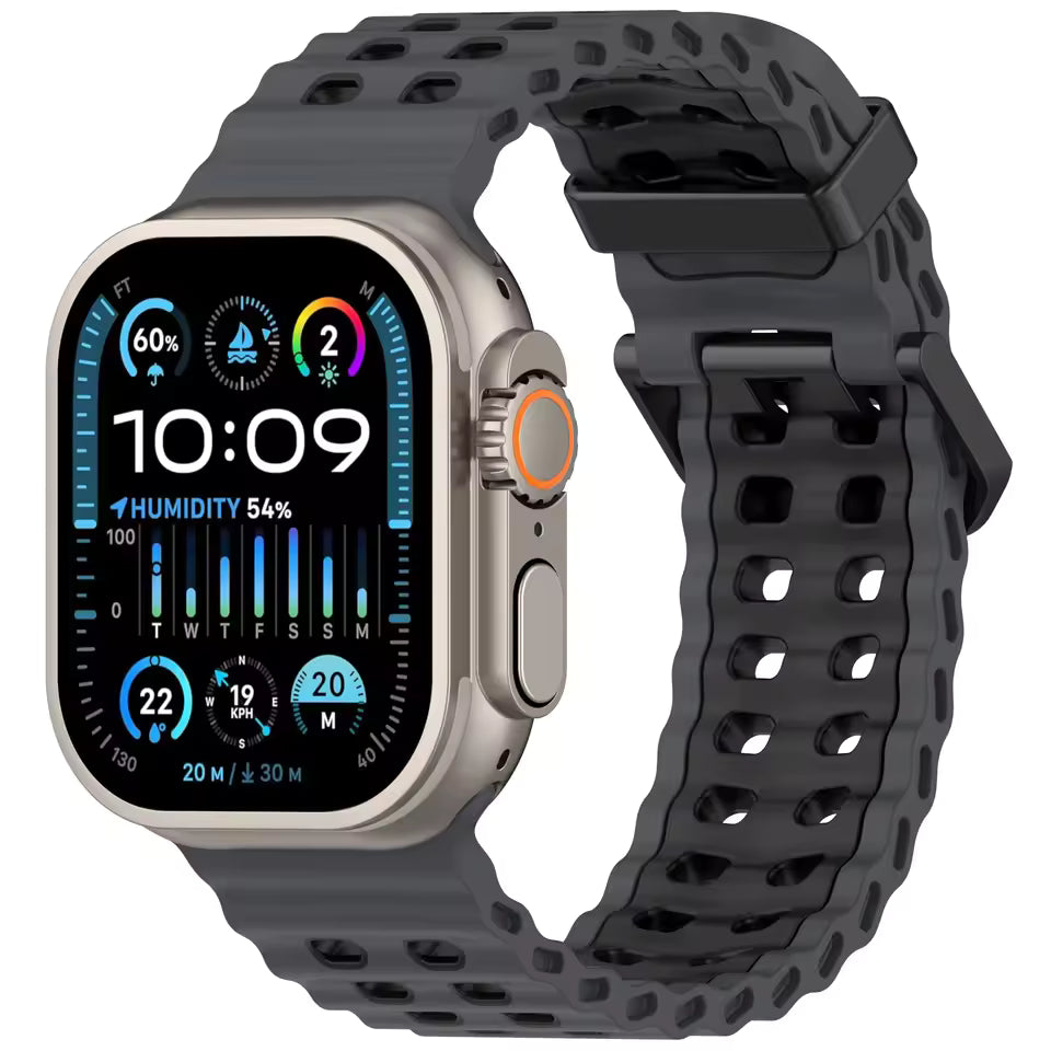 Two-Tone Ocean Silicone Bracelet for Apple Watch Band iWatch Series Ultra/2/10/9/8/7/6/5/4/SE