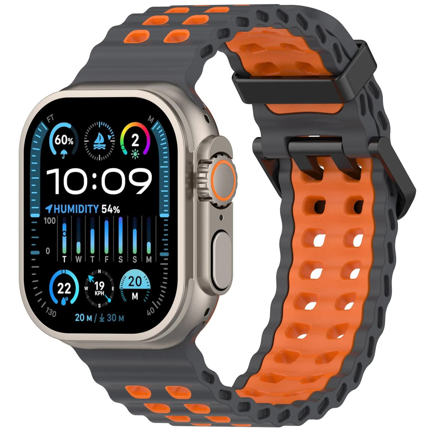 Two-Tone Ocean Silicone Bracelet for Apple Watch Band iWatch Series Ultra/2/10/9/8/7/6/5/4/SE