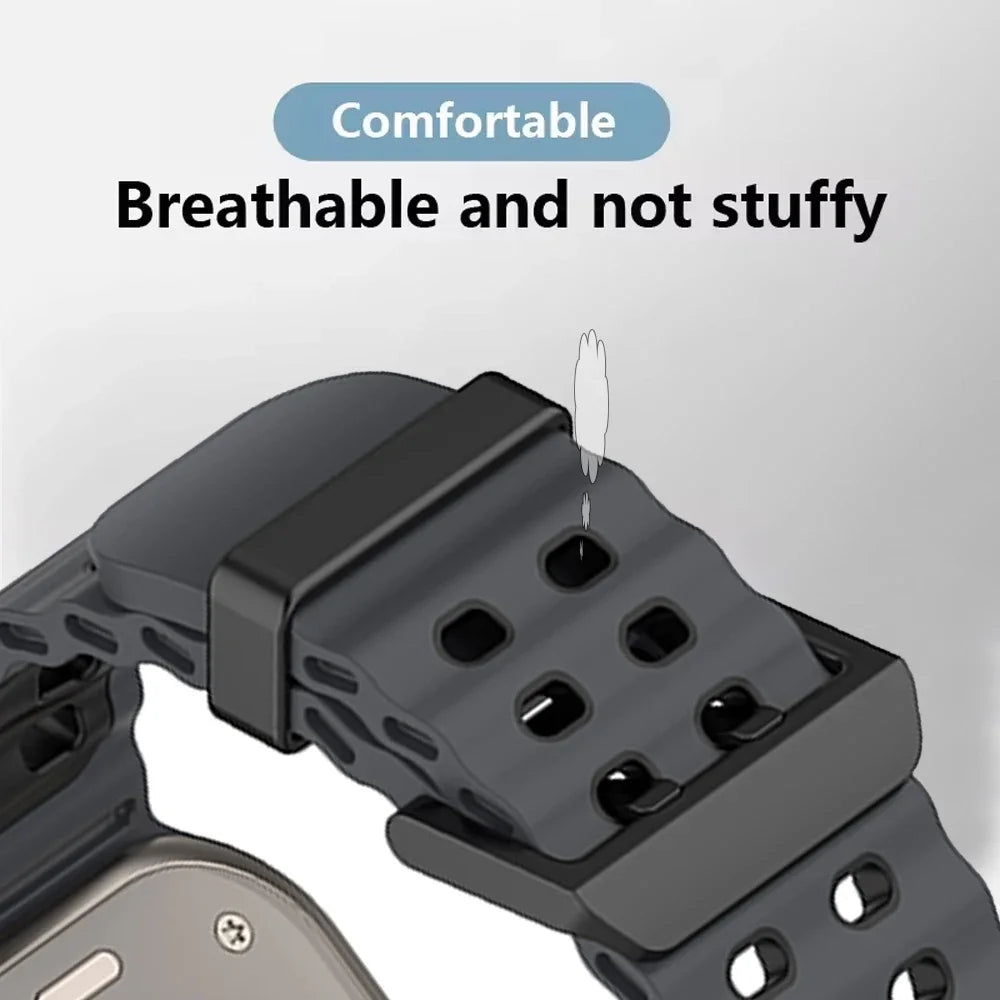 Two-Tone Ocean Silicone Bracelet for Apple Watch Band iWatch Series Ultra/2/10/9/8/7/6/5/4/SE