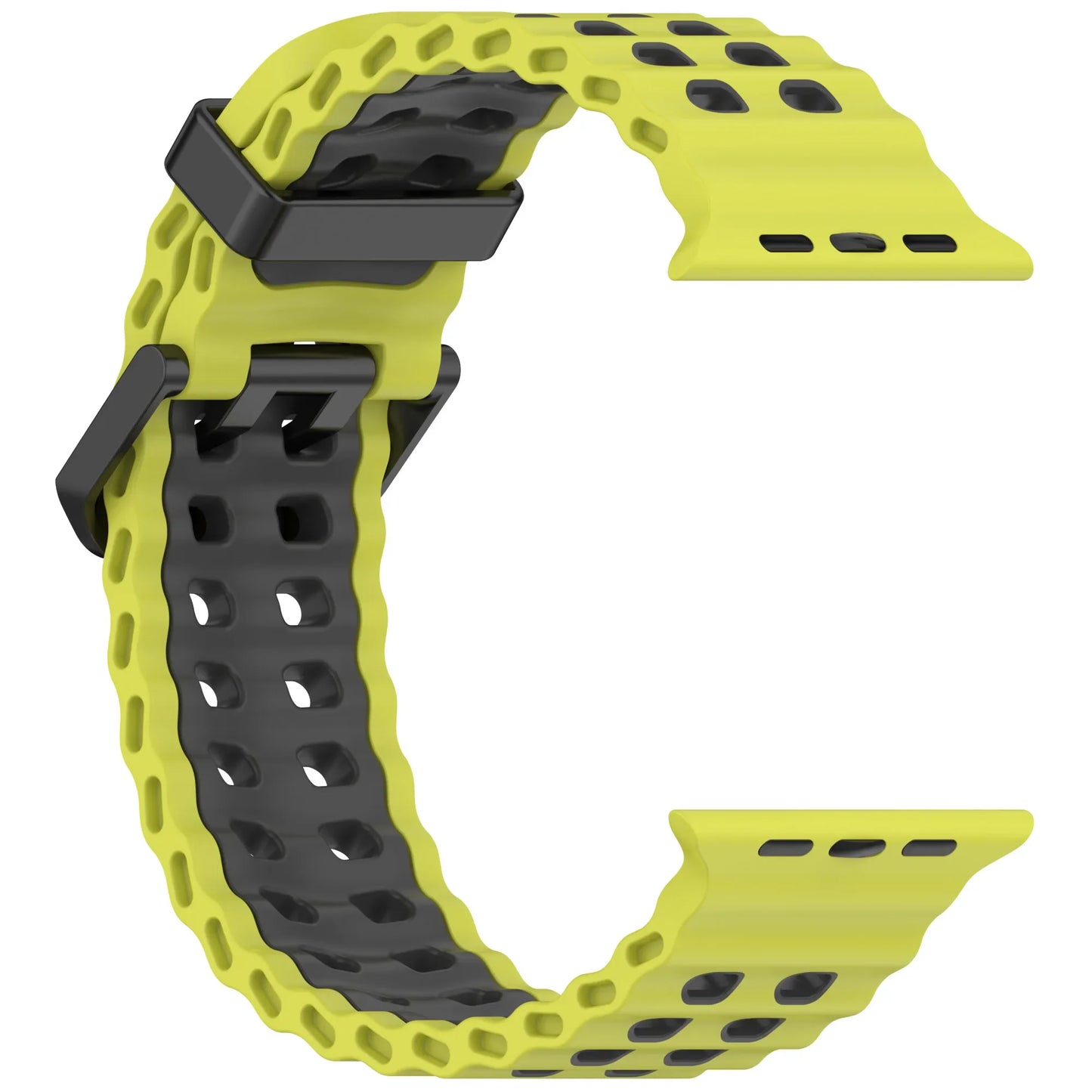 Two-Tone Ocean Silicone Bracelet for Apple Watch Band iWatch Series Ultra/2/10/9/8/7/6/5/4/SE