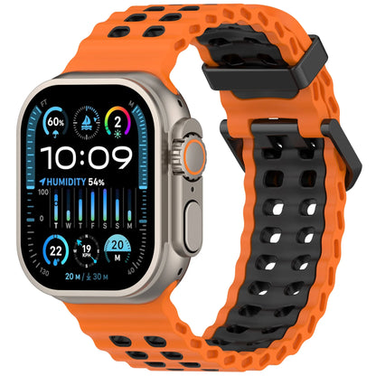Two-Tone Ocean Silicone Bracelet for Apple Watch Band iWatch Series Ultra/2/10/9/8/7/6/5/4/SE