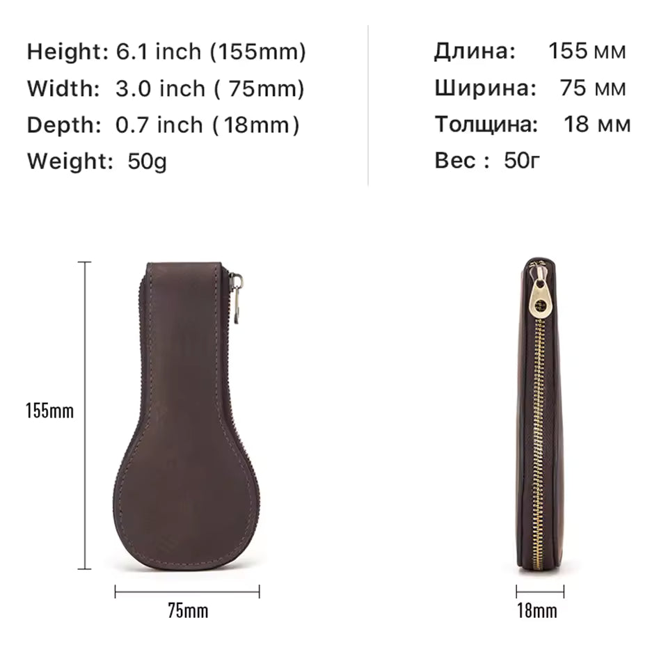 Vintage Cowhide Leather Single Slot Watch Case - Travel Portable Watch Organizer