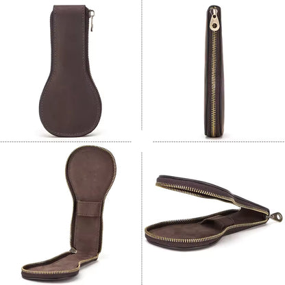 Vintage Cowhide Leather Single Slot Watch Case - Travel Portable Watch Organizer