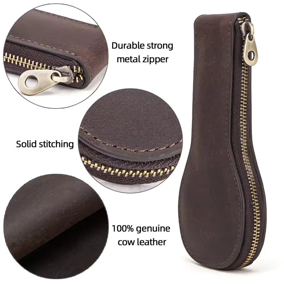 Vintage Cowhide Leather Single Slot Watch Case - Travel Portable Watch Organizer