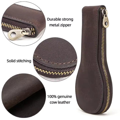 Vintage Cowhide Leather Single Slot Watch Case - Travel Portable Watch Organizer