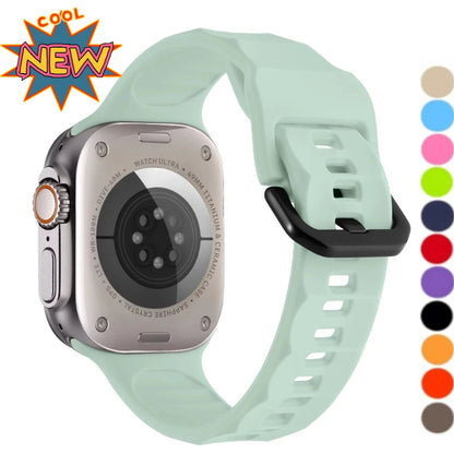 Wave Style Silicone Strap for Apple Watch Band iWatch Series 11/10/Ultra3/2/9/8/7/6/5/4/SE